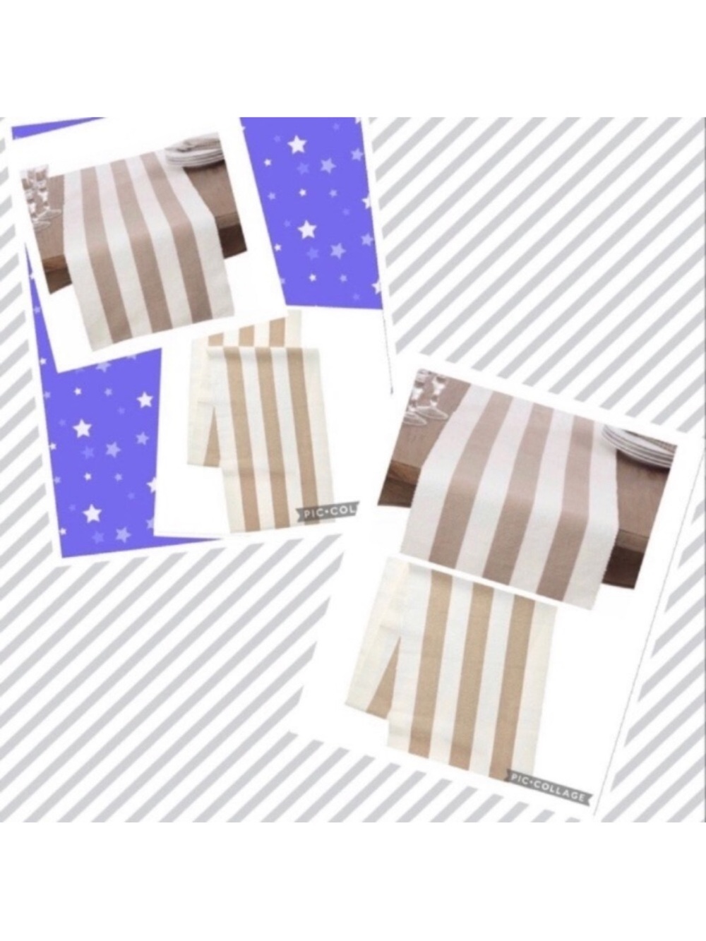 2 NWT 16 x 72 in. Rectangle Classic Stripe Design Ribbed Cotton Table Runners